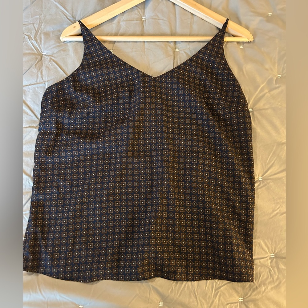 Brown and navy blue geo and Brown Women's Top